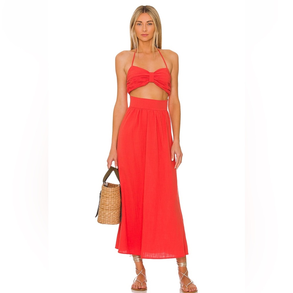 SNDYS boat linen dress in spice.